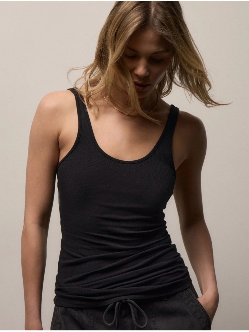 James Perse Supima Cotton Ribbed Daily Tank Size Small Black